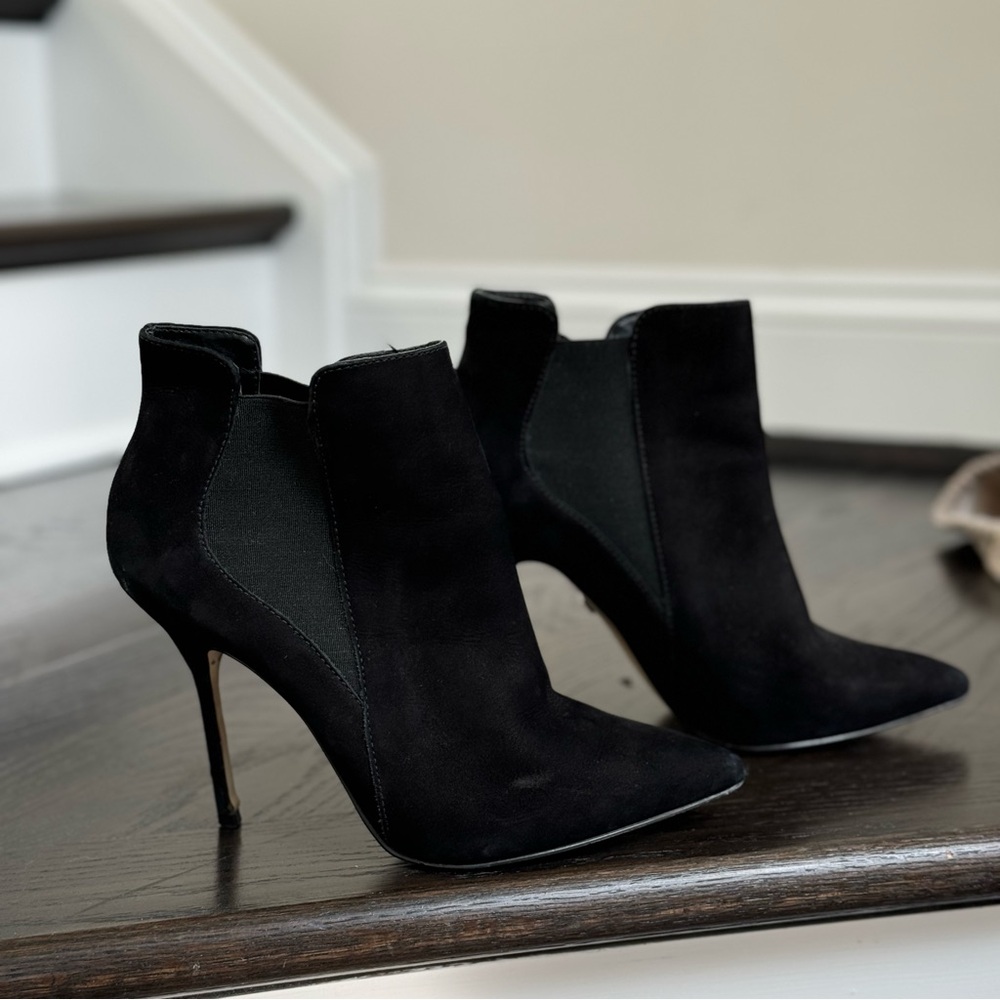 Buffalo Genuine Suede Black Ankle Stiletto Heel Boots 7.5 38